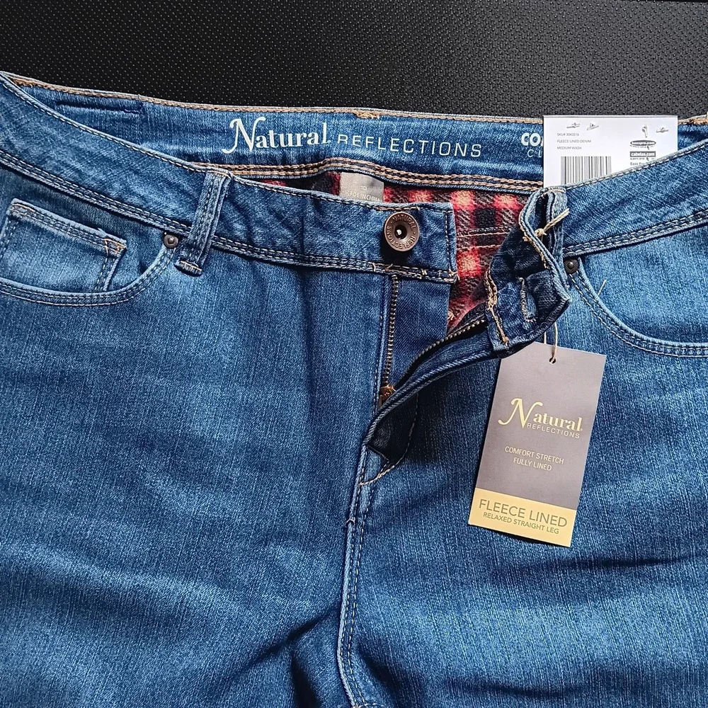 Natural Reflections Jeans Women's 10 Blue Flannel Lined Straight Leg Plaid